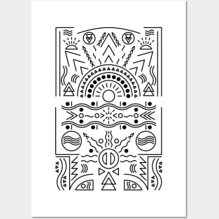 Tribal Sun and Waves Design Posters and Art